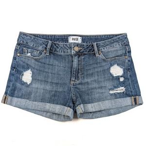 PAIGE Jimmy Jimmy Shorts Barnes Deconstructed Denim Shorts Size 28